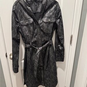 White House Black Market Black Snake Print Trench Coat
